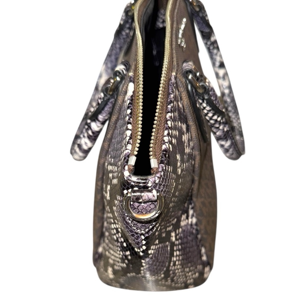 Michael Kors Sienna Snakeskin and Monogram Satchel Tote Bag - Picture 6 of 7